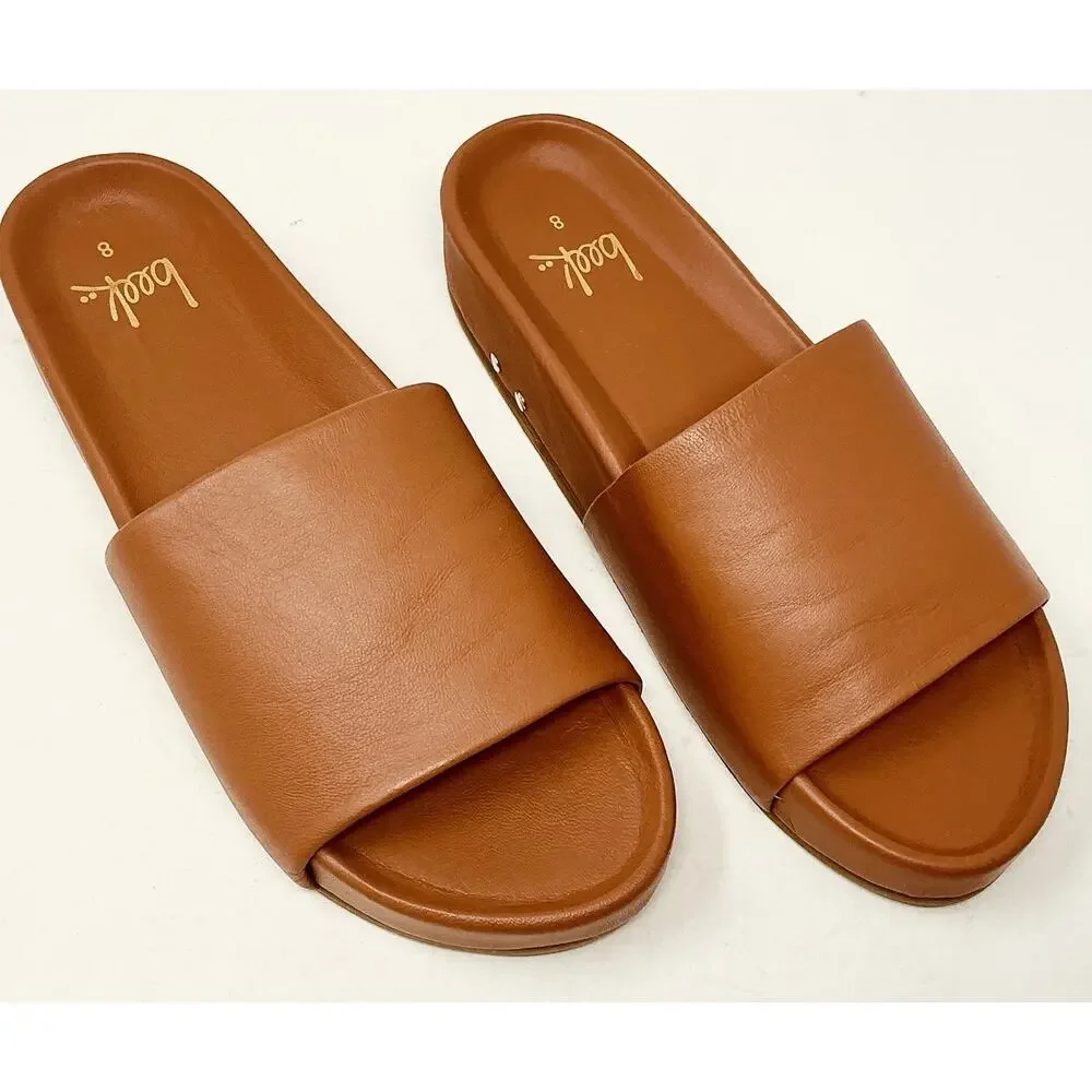 🆕Beek Pelican Tan Leather Platform Slide Sandal